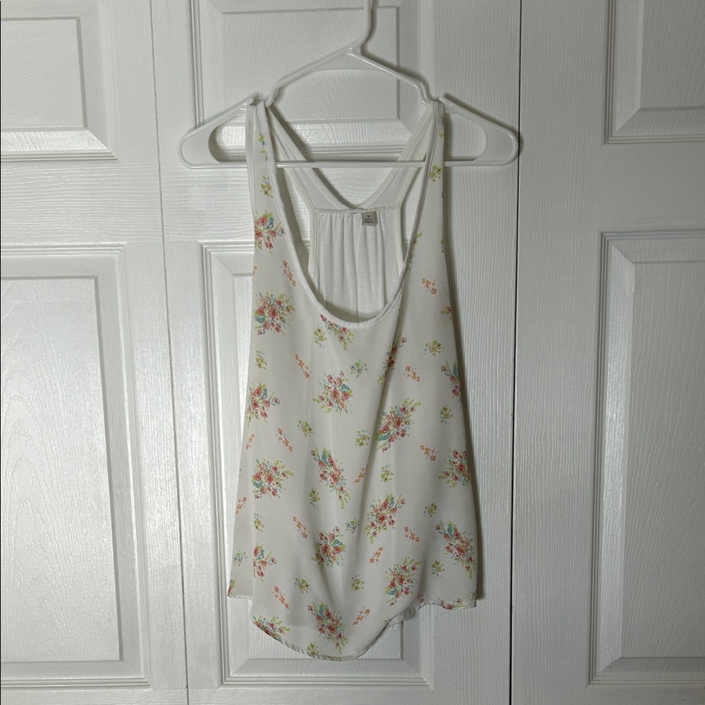 Floral White Tank Top